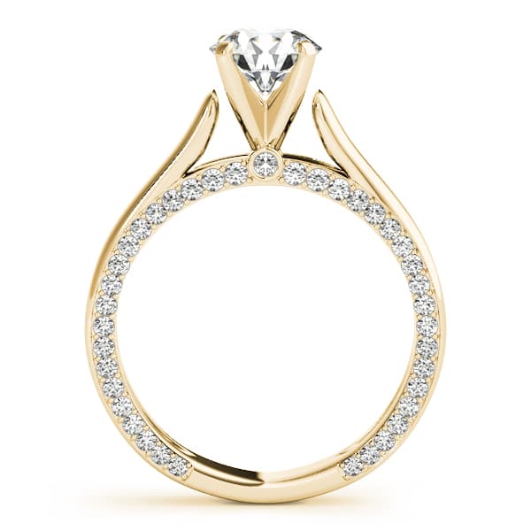 Accented Trellis Engagement Ring, style 84306, Side view in yellow gold