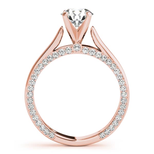 Accented Trellis Engagement Ring, style 84306, Side view in rose gold