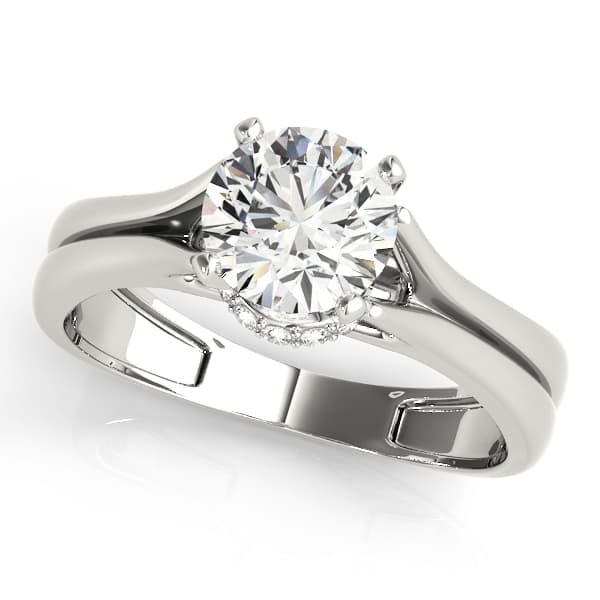 Solitaire Hidden Halo Split Shank Engagement Ring — style 84307 in 10k White Gold
