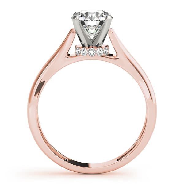Solitaire Hidden Halo Split Shank Engagement Ring, style 84307, Side view in rose gold