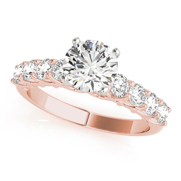 Single Row Shared Prong Engagement Ring, style 84308, Front view in rose gold