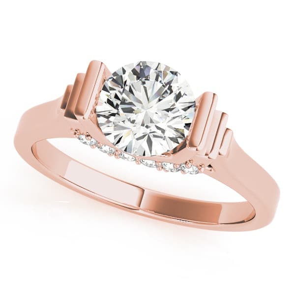Solitaire Round Engagement Ring, style 84311, Front view in rose gold