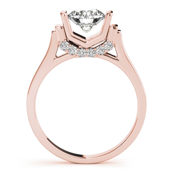 Solitaire Round Engagement Ring, style 84311, Side view in rose gold