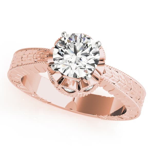 Solitaire Round Engagement Ring, style 84312, Front view in rose gold