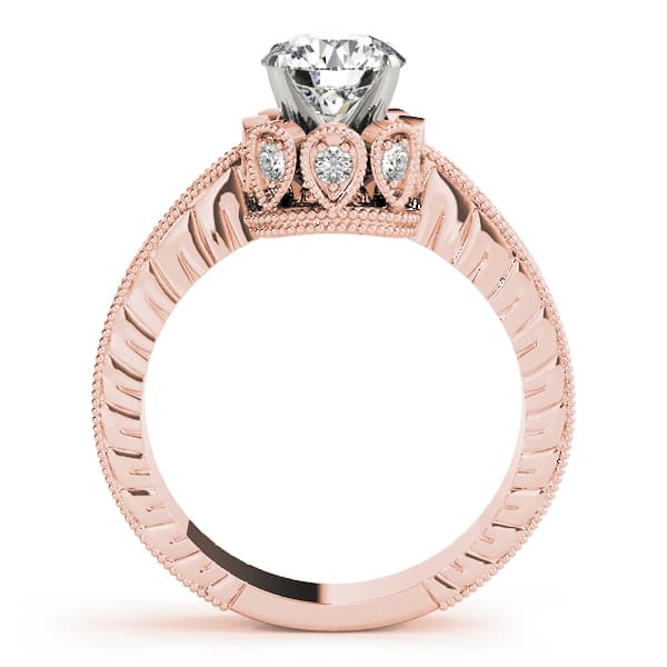 Solitaire Round Engagement Ring, style 84312, Side view in rose gold