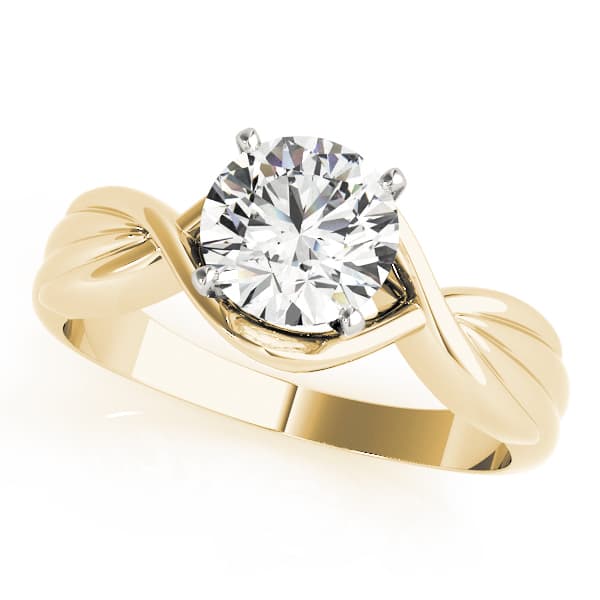 Solitaire Twisted Shank Engagement Ring, style 84315, Front view in yellow gold