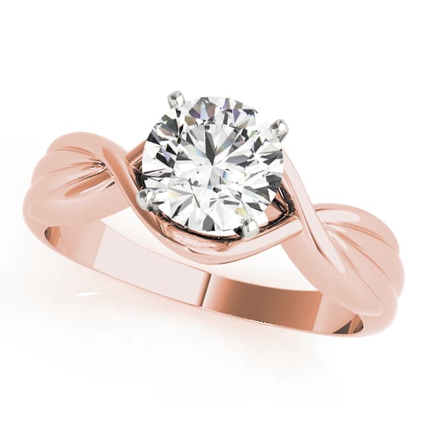 Solitaire Twisted Shank Engagement Ring, style 84315, Front view in rose gold