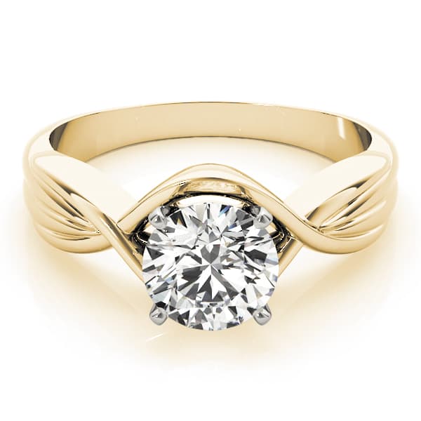 Solitaire Twisted Shank Engagement Ring, style 84315, On hand view in yellow gold