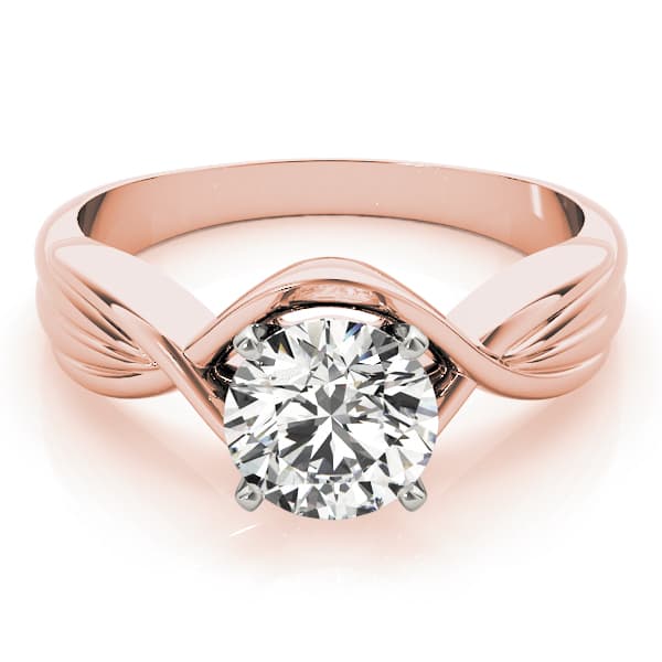 Solitaire Twisted Shank Engagement Ring, style 84315, On hand view in rose gold