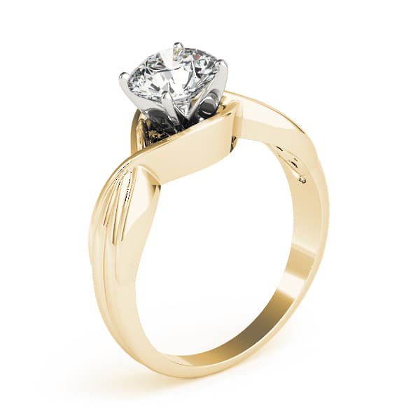 Solitaire Twisted Shank Engagement Ring, style 84315, Top view in yellow gold