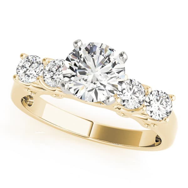 Single Row Prong Engagement Ring, style 84316, Front view in yellow gold