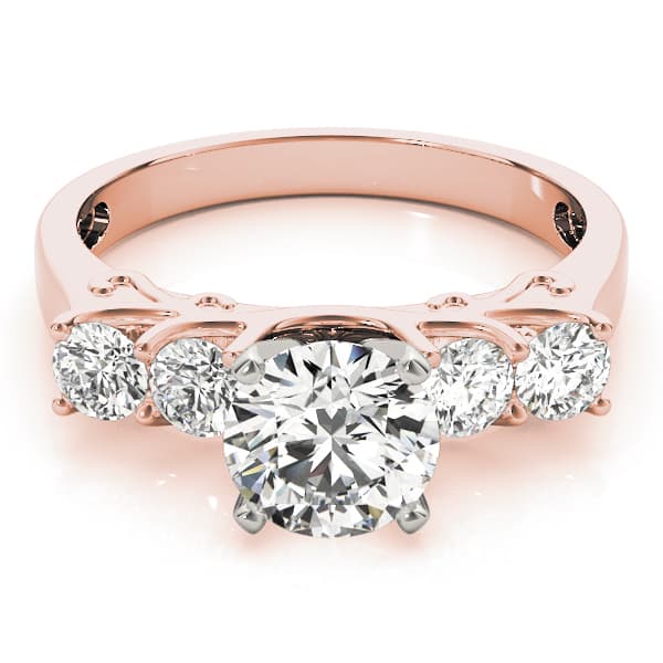 Single Row Prong Engagement Ring, style 84316, On hand view in rose gold