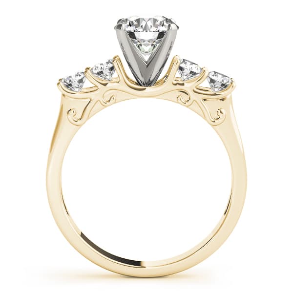 Single Row Prong Engagement Ring, style 84316, Side view in yellow gold