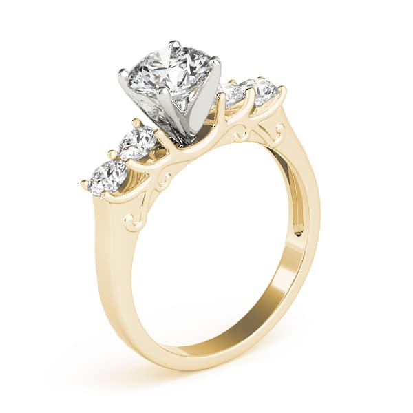 Single Row Prong Engagement Ring, style 84316, Top view in yellow gold