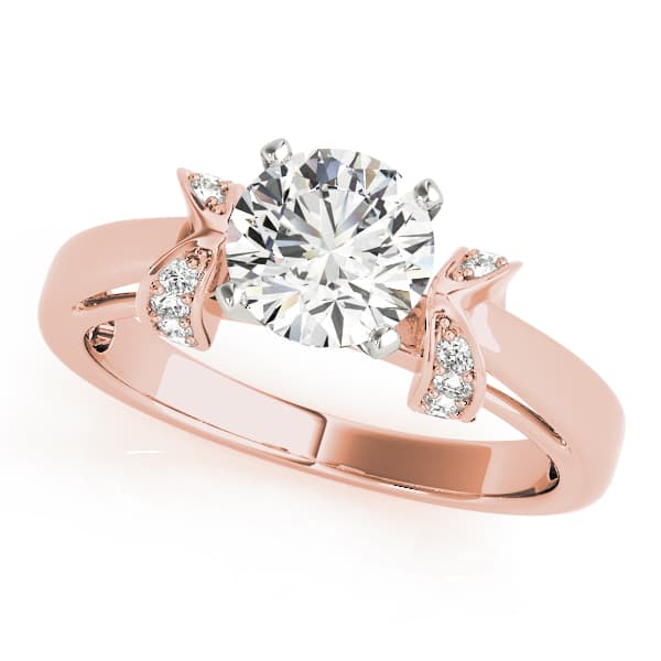 Solitaire Round Engagement Ring, style 84317, Front view in rose gold