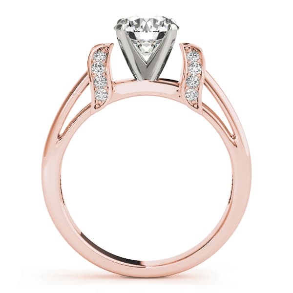 Solitaire Round Engagement Ring, style 84317, Side view in rose gold