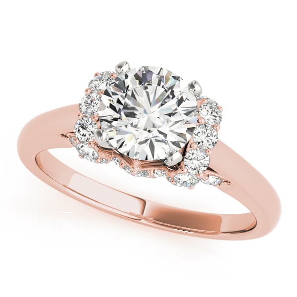 Solitaire Plus Round Engagement Ring, style 84319, Front view in rose gold