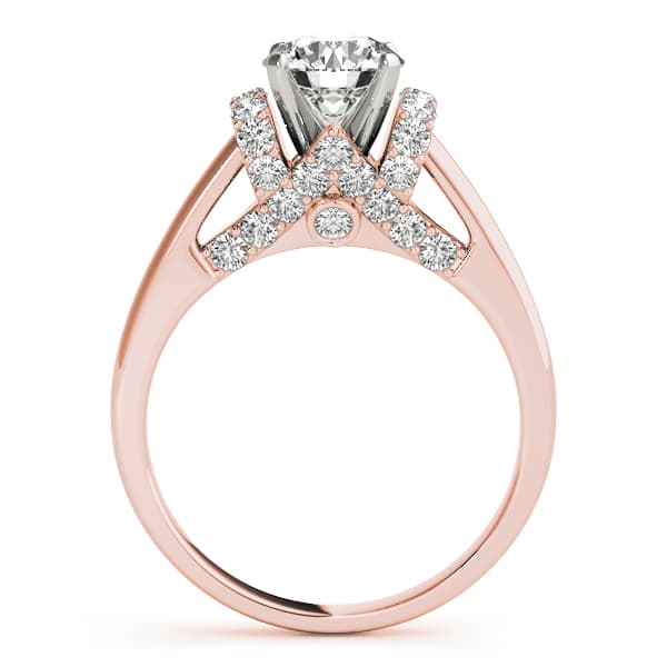 Solitaire Plus Round Engagement Ring, style 84319, Side view in rose gold