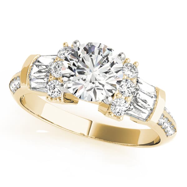 Double Row Fancy Shape Baguette Engagement Ring, style 84320, Front view in yellow gold