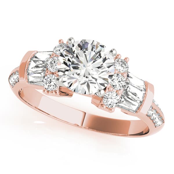 Double Row Fancy Shape Baguette Engagement Ring, style 84320, Front view in rose gold