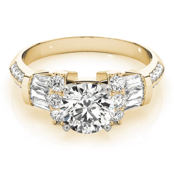Double Row Fancy Shape Baguette Engagement Ring, style 84320, On hand view in yellow gold