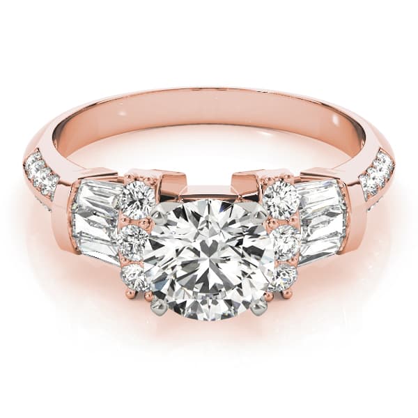 Double Row Fancy Shape Baguette Engagement Ring, style 84320, On hand view in rose gold