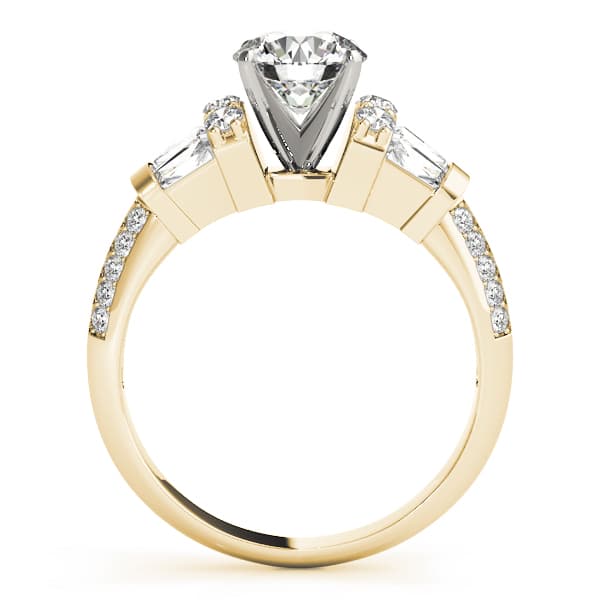 Double Row Fancy Shape Baguette Engagement Ring, style 84320, Side view in yellow gold