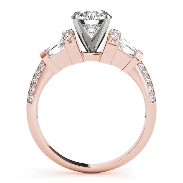 Double Row Fancy Shape Baguette Engagement Ring, style 84320, Side view in rose gold