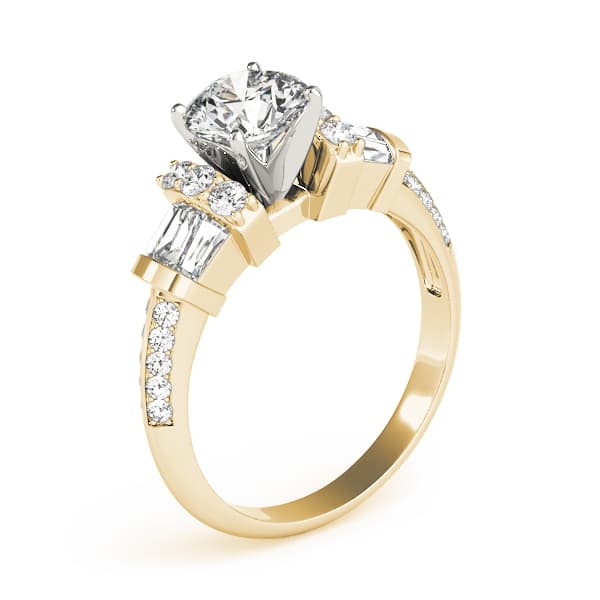 Double Row Fancy Shape Baguette Engagement Ring, style 84320, Top view in yellow gold