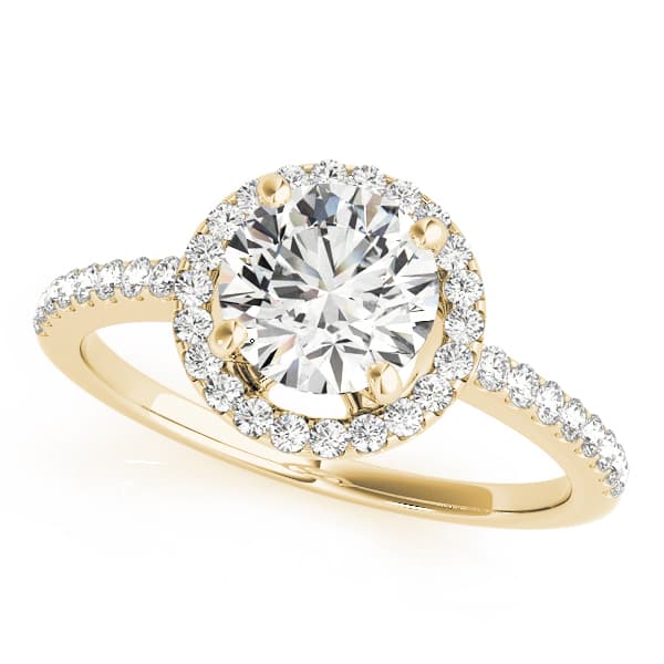 Accented Halo Engagement Ring, style 84321, Front view in yellow gold