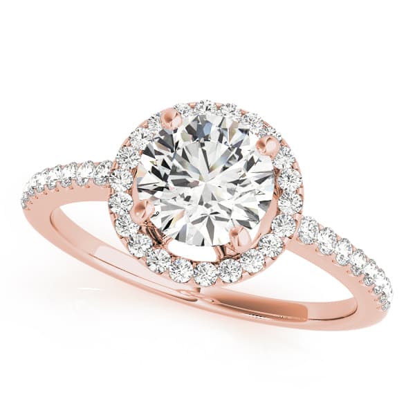 Accented Halo Engagement Ring, style 84321, Front view in rose gold