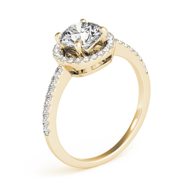 Accented Halo Engagement Ring, style 84321, Angle view in yellow gold