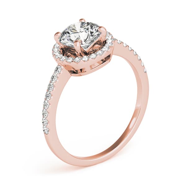 Accented Halo Engagement Ring, style 84321, Angle view in rose gold