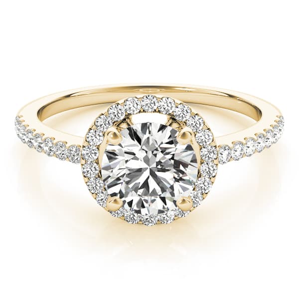 Accented Halo Engagement Ring, style 84321, On hand view in yellow gold