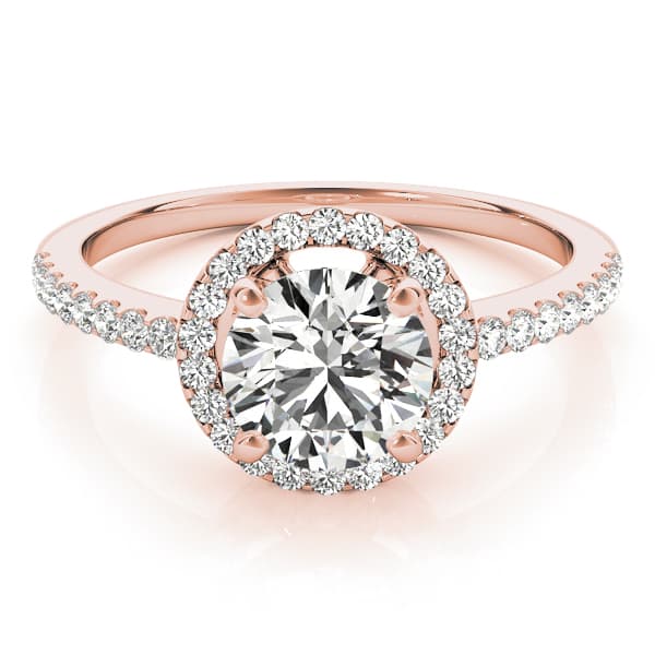 Accented Halo Engagement Ring, style 84321, On hand view in rose gold