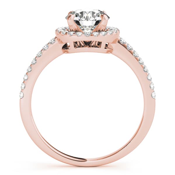 Accented Halo Engagement Ring, style 84321, Side view in rose gold