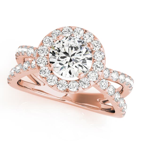 Split Shank Halo Round Engagement Ring, style 84322, Front view in rose gold
