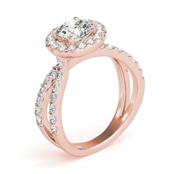 Split Shank Halo Round Engagement Ring, style 84322, Angle view in rose gold