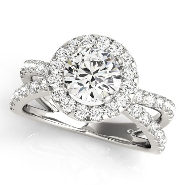 Split Shank Halo Round Engagement Ring — style 84322 in 10k White Gold