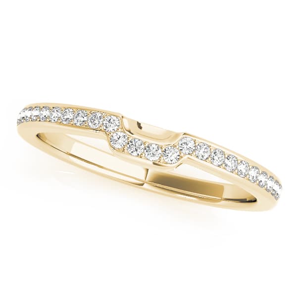 Prong-In-Channel Curved Wedding Band (1/8 ct. tw.), Front view in yellow gold