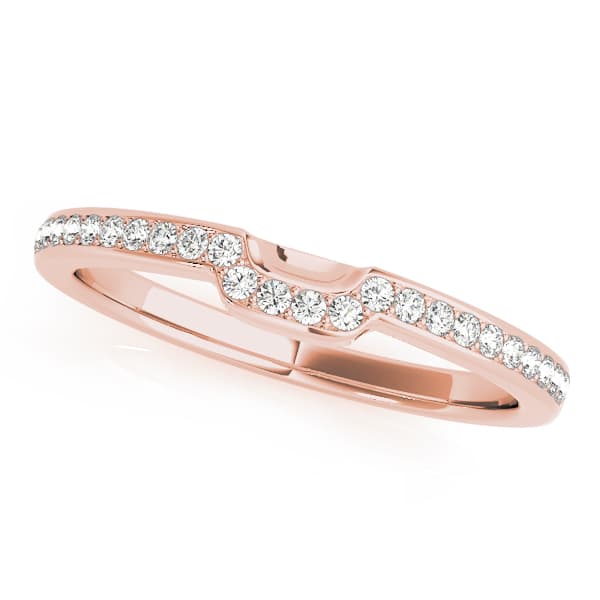 Prong-In-Channel Curved Wedding Band (1/8 ct. tw.), Front view in rose gold