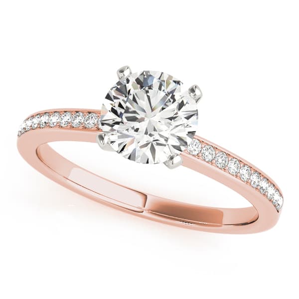 Single Row Channel Set Engagement Ring, style 84323, Front view in rose gold