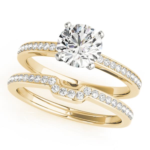 Single Row Channel Set Engagement Ring, style 84323, On hand view in yellow gold