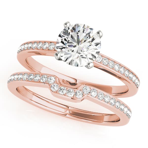 Single Row Channel Set Engagement Ring, style 84323, On hand view in rose gold