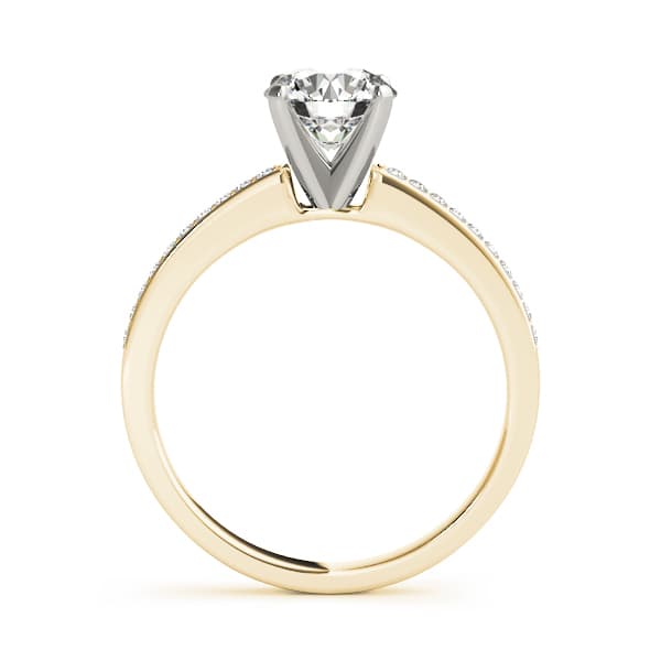 Single Row Channel Set Engagement Ring, style 84323, Side view in yellow gold