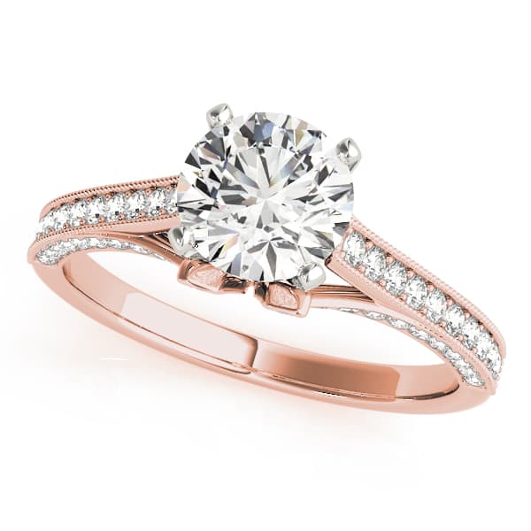Single Row Prong Engagement Ring, style 84324, Front view in rose gold