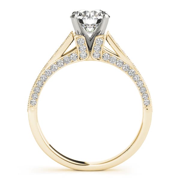 Single Row Prong Engagement Ring, style 84324, Side view in yellow gold