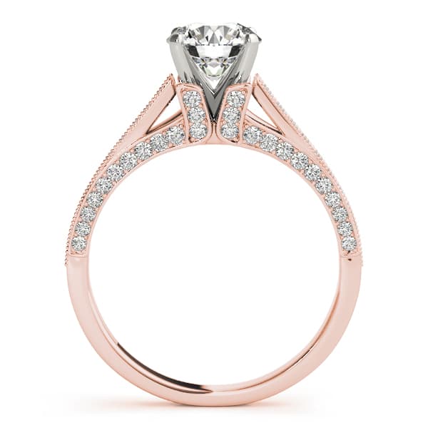 Single Row Prong Engagement Ring, style 84324, Side view in rose gold