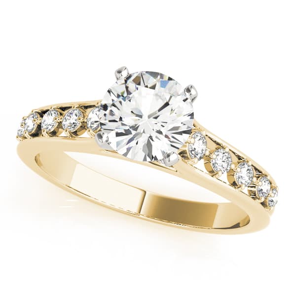 Single Row Prong Engagement Ring, style 84325, Front view in yellow gold