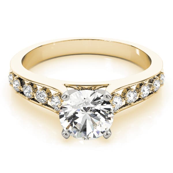 Single Row Prong Engagement Ring, style 84325, On hand view in yellow gold